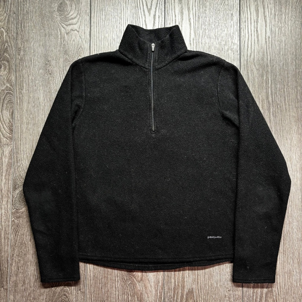 Patagonia Capilene Fleece Pullover Mens XS Black Quarter Zip Outdoor Sweater